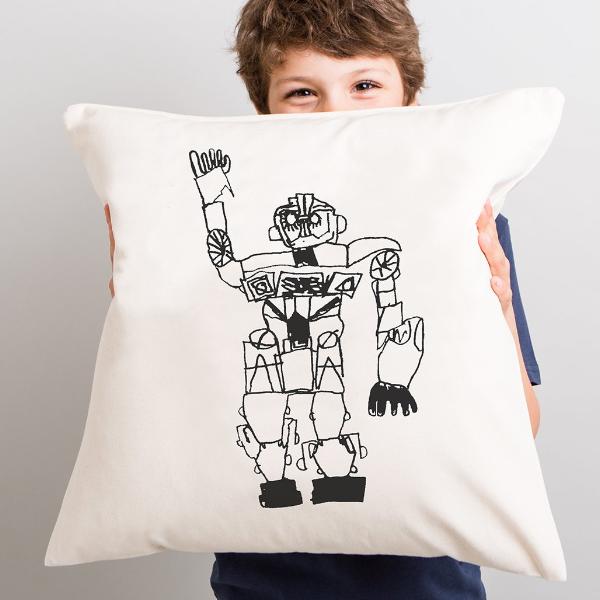 Personalised cushion for dad with his child's drawing