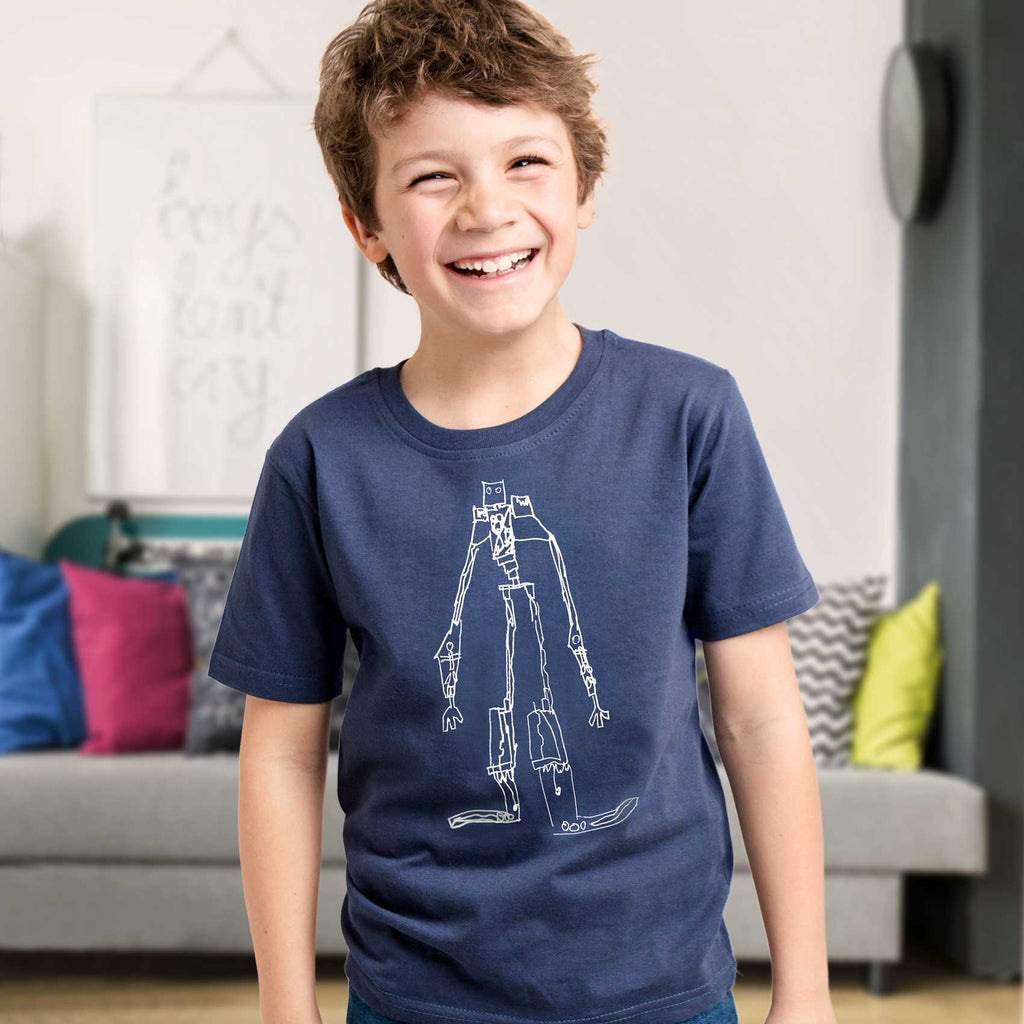 Chid's t-shirt printed with their drawing