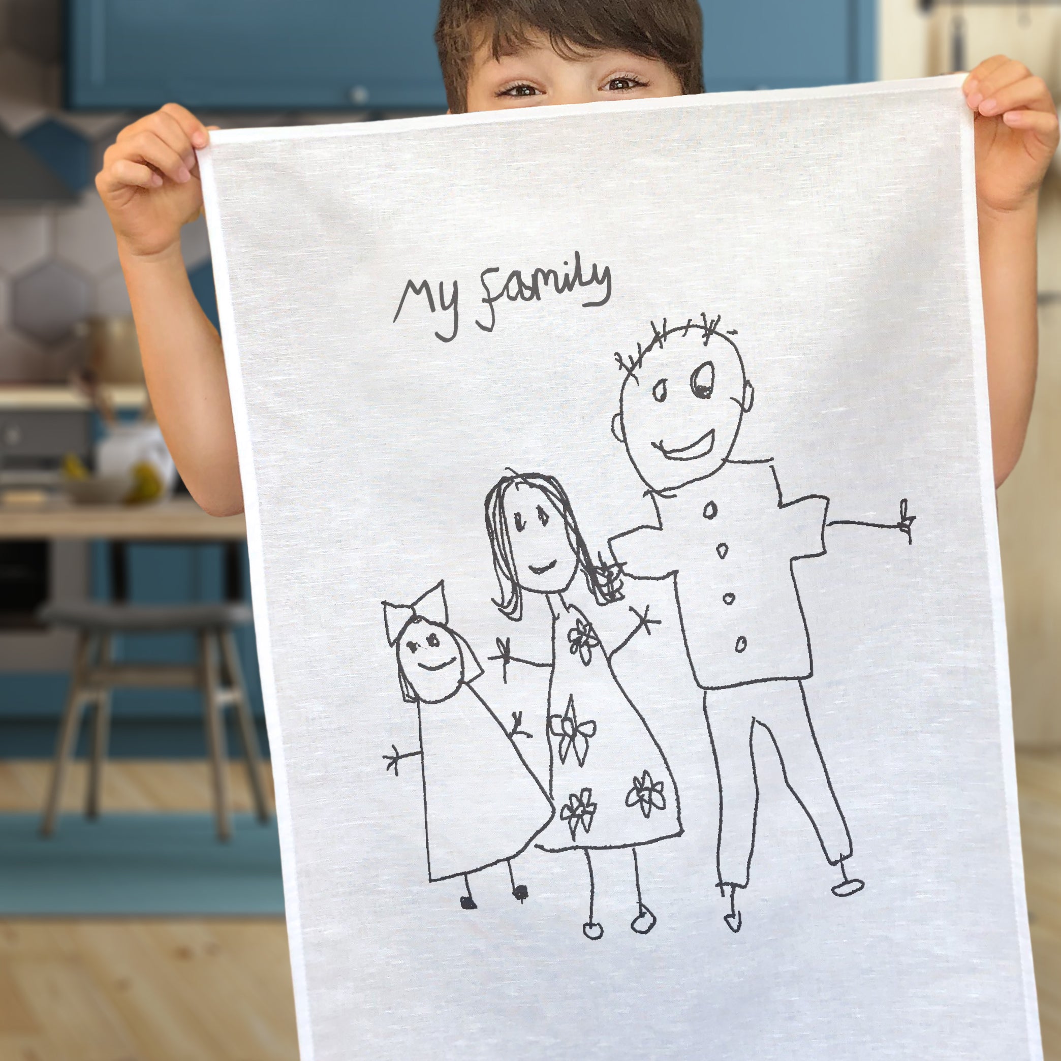 Personalised Tea Towel - Children's Drawing Gift - Gift from Kids - Kids  Drawing - Personalized Tea Towel - Kitchen Gifts - New Home Gift